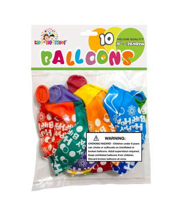 10pc/pack Assorted Happy Birthday Balloons With Flower 