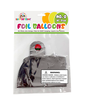 1 pc/pkt Number 0 Foil Balloons Silver 16"