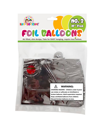 1 pc/pkt Number 2 Foil Balloons Silver 16"