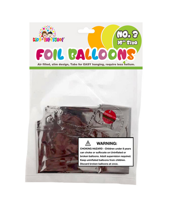 1 pc/pkt Number 3 Foil Balloons Silver 16"