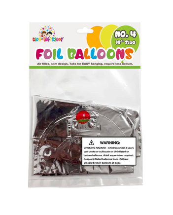 1 pc/pkt Number 4 Foil Balloons Silver 16"