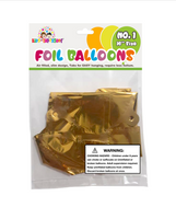 1 pc/pkt Number 1 Foil Balloons Gold 16"