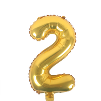 16" Number 2, Gold Foil Balloon