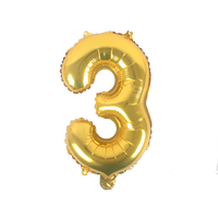 16" Number 3, Gold Foil Balloon