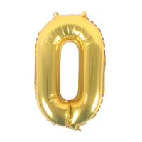 16" Number 0, Gold Foil Balloon