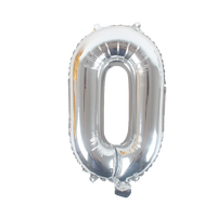 16" Number 0, Silver Foil Balloon