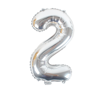 16" Number 2, Silver Foil Balloon