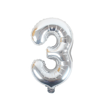 16" Number 3, Silver Foil Balloon