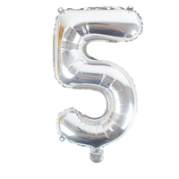 16" Number 5, Silver Foil Balloon