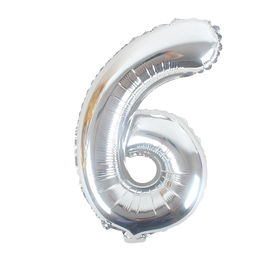 16" Number 6, Silver Foil Balloon